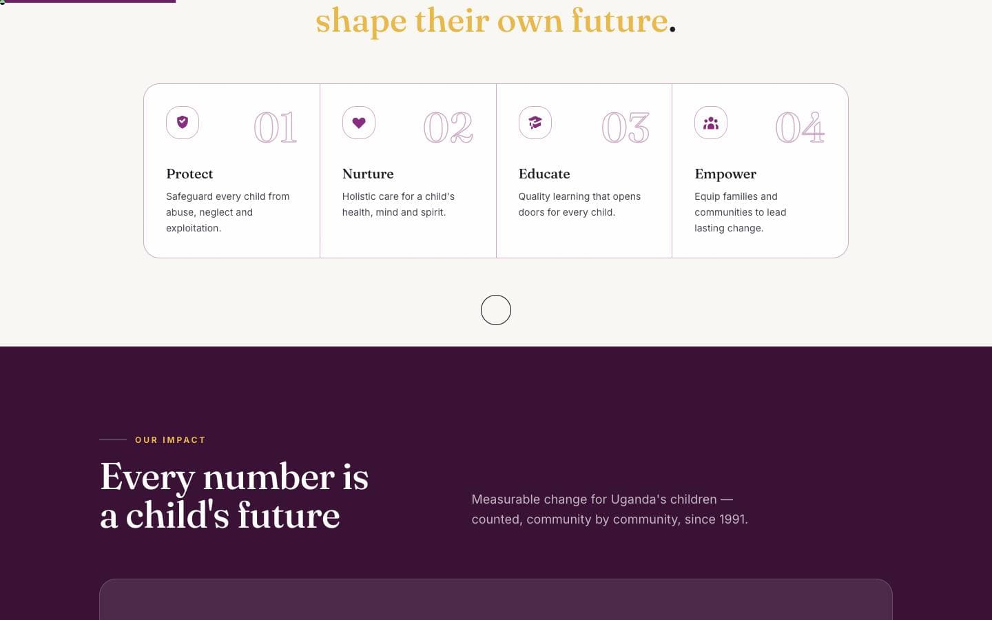 Further down the home page