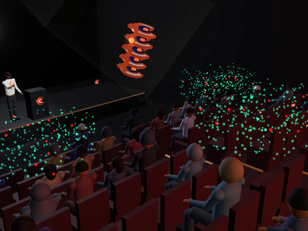 The base layer of the Core dissolves into a field of glowing points, one for each learner.